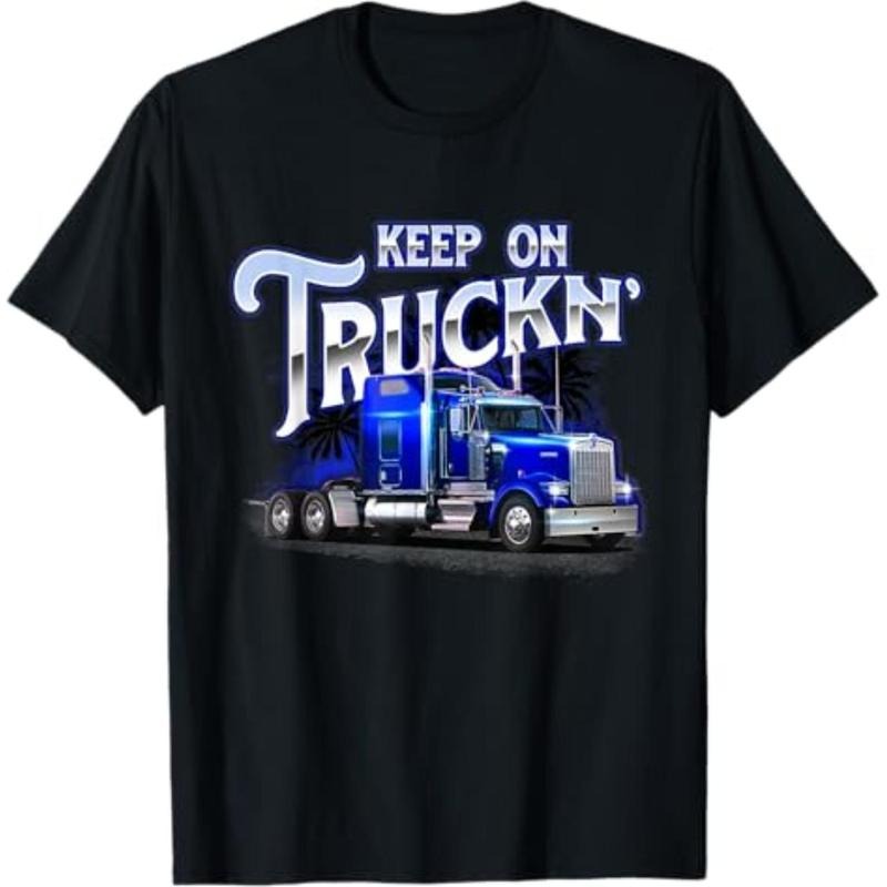 graphic tees Keep On Truckn - Semi Truck Driver Trucker Trucking Mechanic T-Shirt Hoodie, Sweatshirt | HypeDripTees.com
