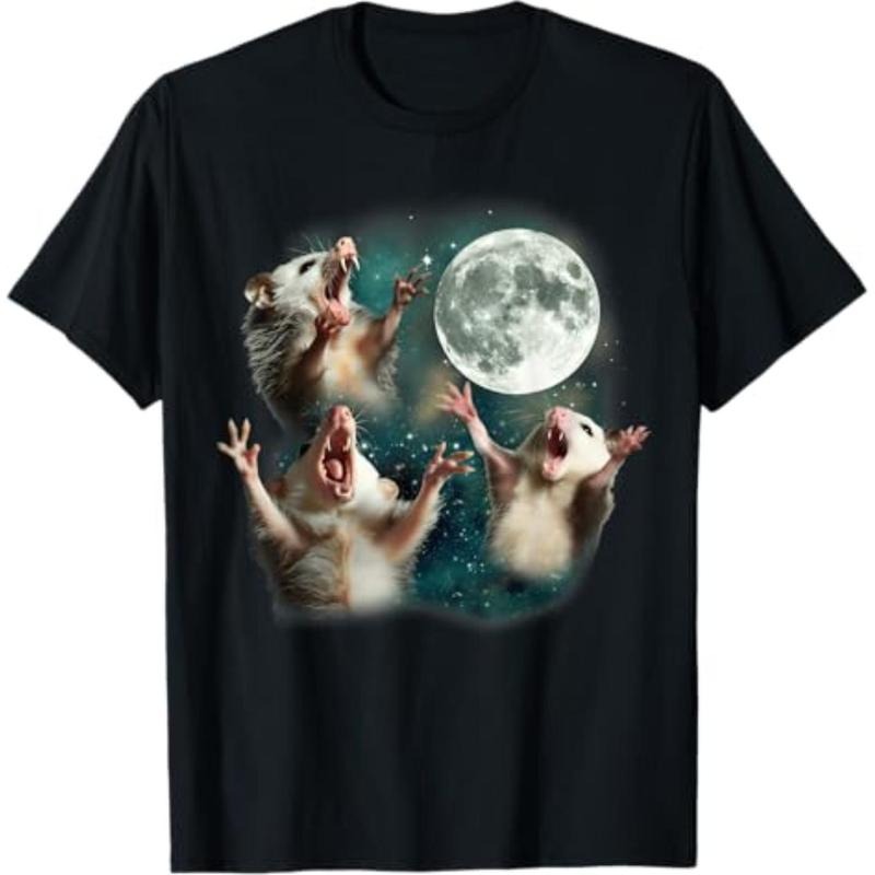 graphic tees Three Possum Moon | 3 Opossum Funny Weird Cursed Meme T-Shirt Hoodie, Sweatshirt | HypeDripTees.com