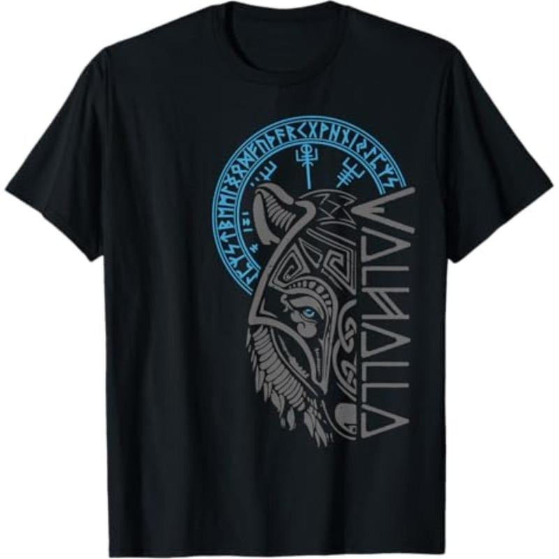graphic tees Valhalla Wolf Mask Odin Runes Norse Compass Viking T-Shirt Hoodie, Sweatshirt | HypeDripTees.com