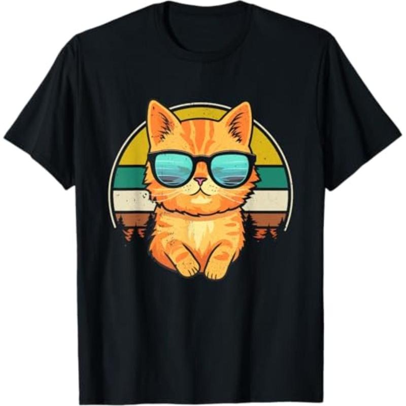 graphic tees Vintage Style Orange Tabby Cat Friendly Wearing Sunglasses T-Shirt Hoodie, Sweatshirt | HypeDripTees.com
