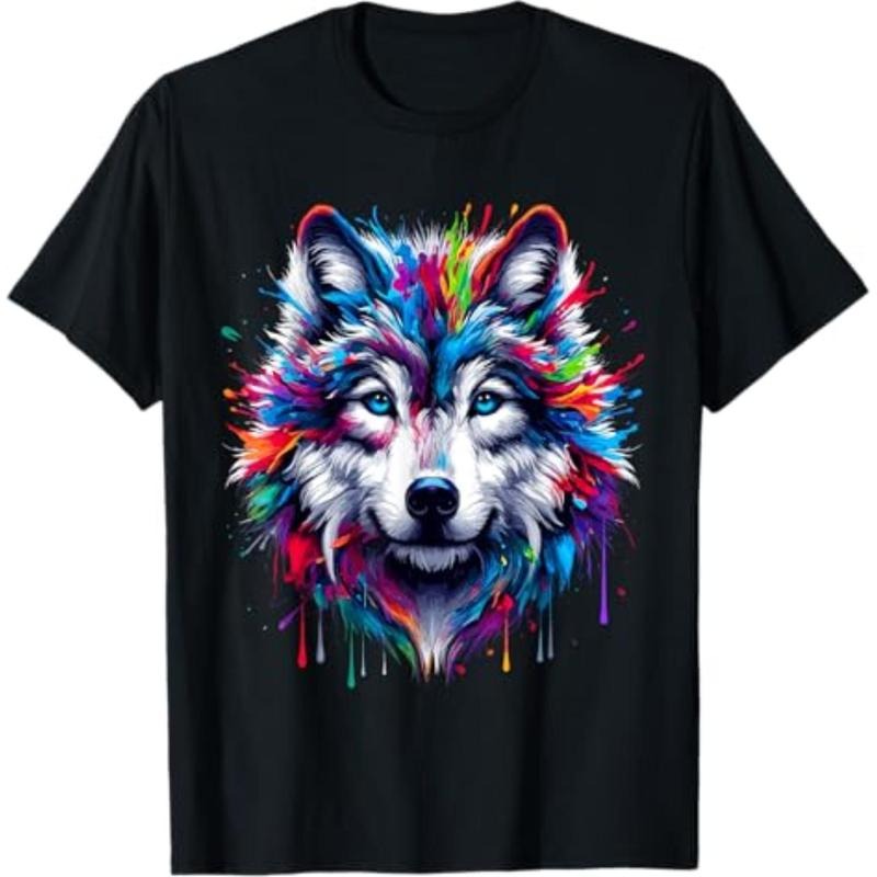 graphic tees Wolf Splash Art Wolf Animal Lover T-Shirt Hoodie, Sweatshirt | HypeDripTees.com
