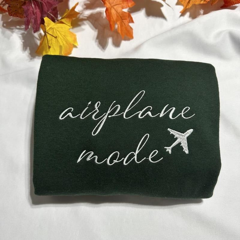 Airplane Mode embroidered sweatshirt; Funny gift for her/him T-Shirts, Hoodie | HypeDripTees.com