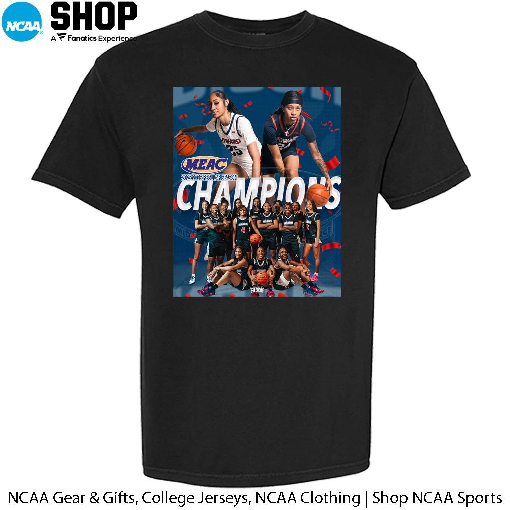 Howard Bison Women’s Basketball 2025-2026 MEAC Regular Season Champions T-Shirt