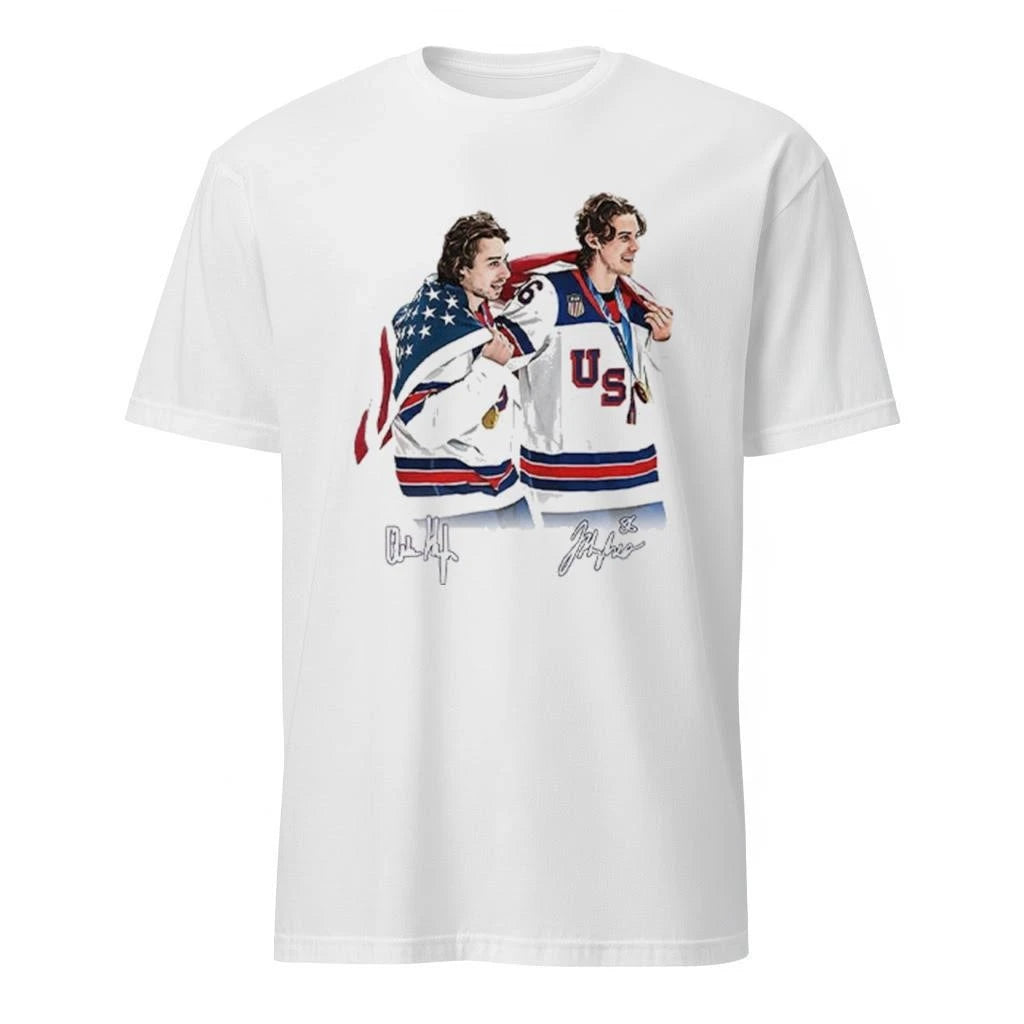 Hughes Brotherhood Team USA Hockey Shirt