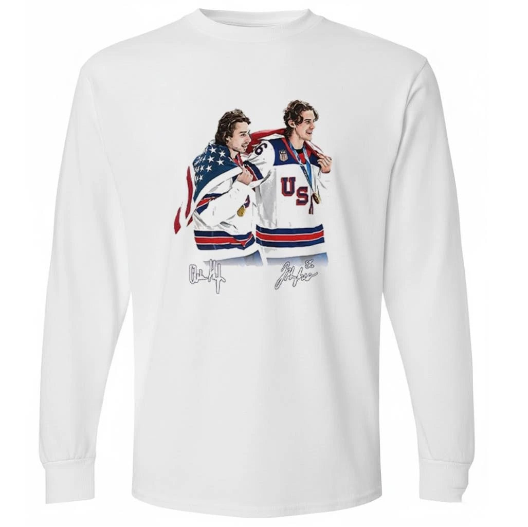 Hughes Brotherhood Team USA Hockey Shirt
