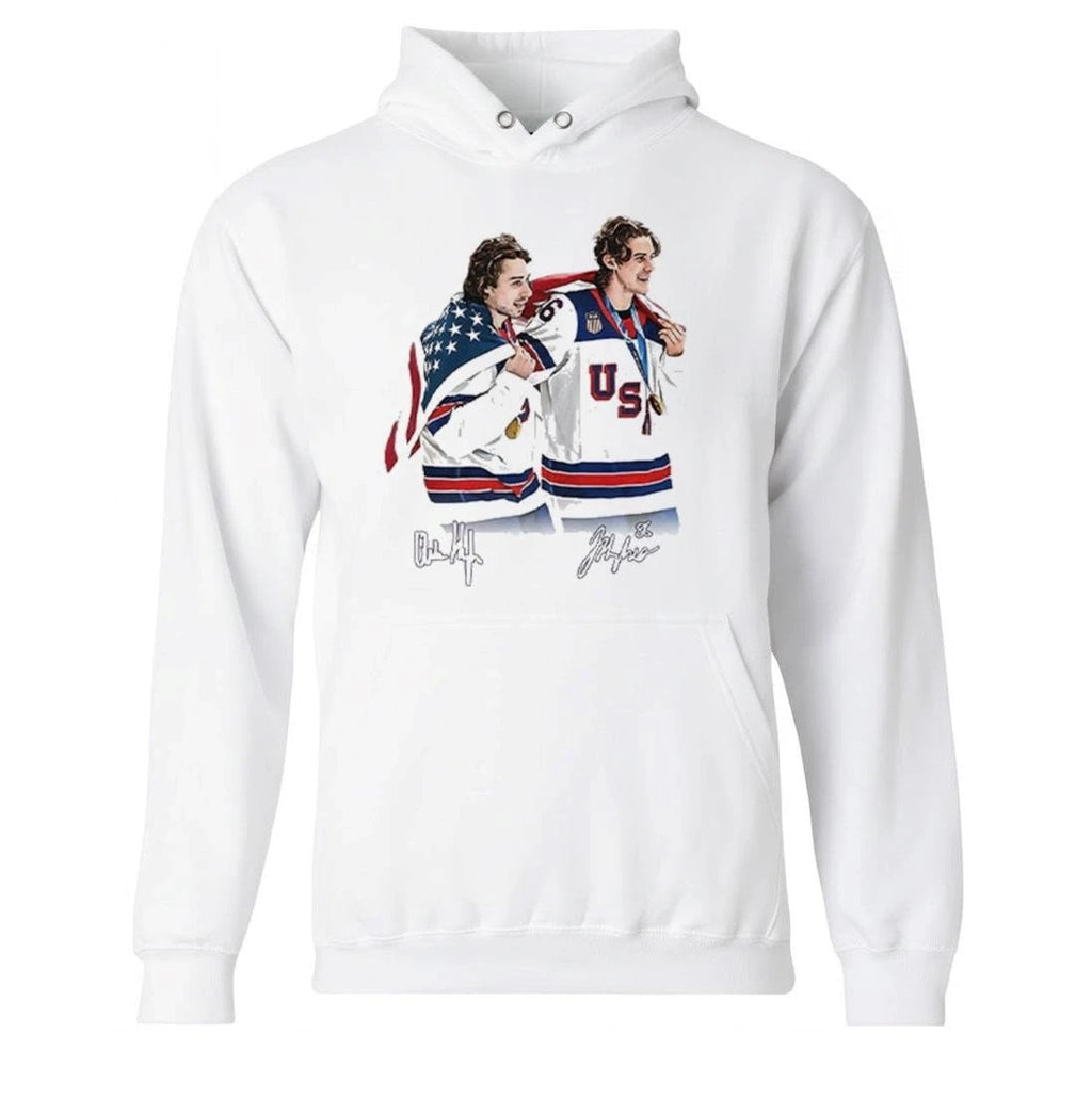 Hughes Brotherhood Team USA Hockey Shirt