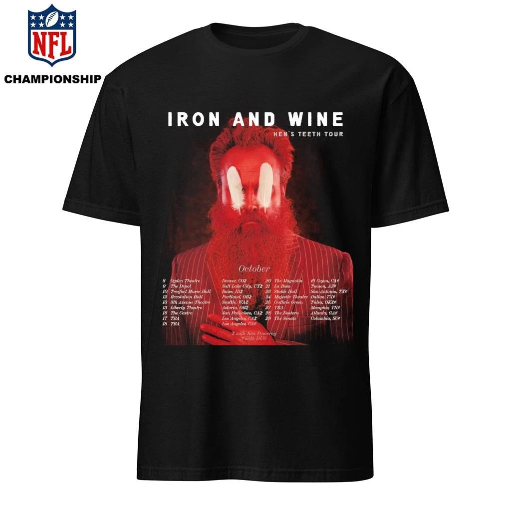 Iron And Wine Live Concert Poster At Ogden Theatre In Denver CO On October 8 2026 Hen’s Teeth Tour Feather Mask Artwork Shirt