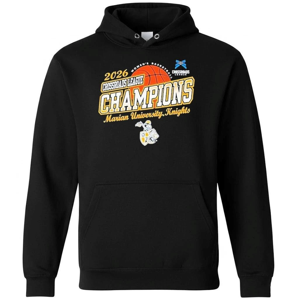Marian University Knights Champions Women’s Basketball 2026 Crossroads League Tournament Shirt