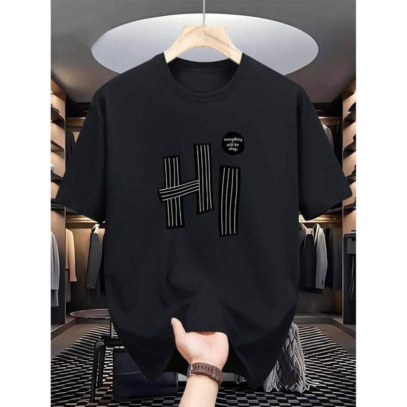 men gifts Men's Casual "Hi" Graphic Print T-Shirt