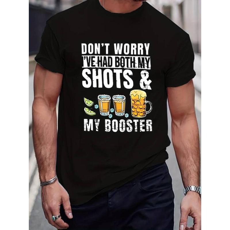 men gifts Men's Drinking Print T-shirt, Round Neck Tee Casual Clothing, Spring And Summer Graphic Menswear Hoodie, Sweatshirt