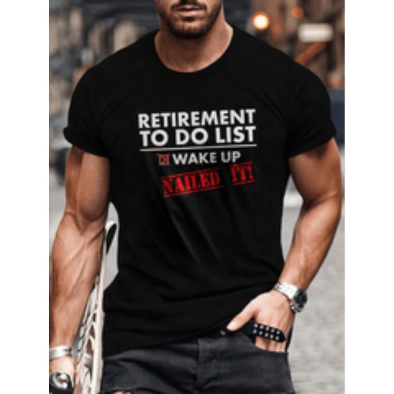 mens retirement to do list graphic t shirt     design with white red text regular fit short sleeve tee for gym wear...