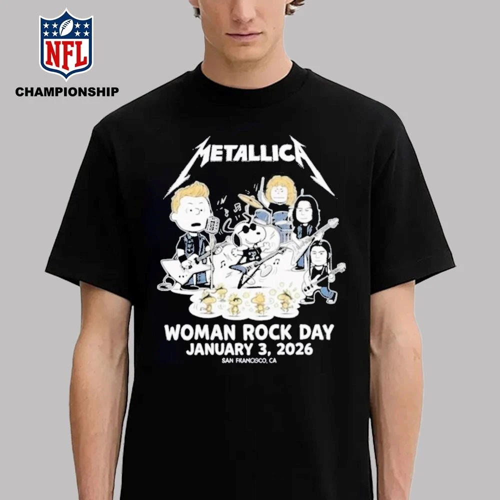 Metallica x Peanuts Women Rock Day 2026 On January 3 2026 San Francisco CA Shirt