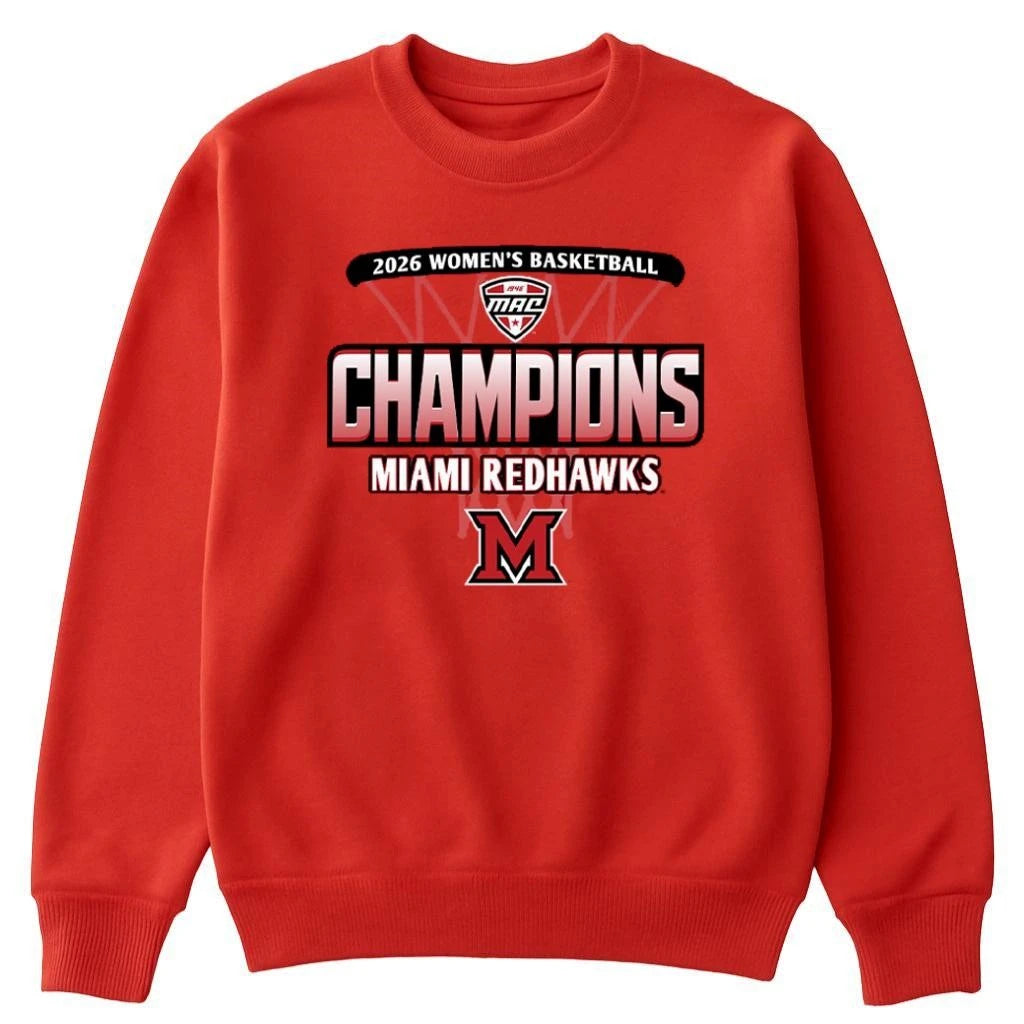 Miami RedHawks Women’s Basketball 2026 MAC Regular Season Champions Rally House Locker Room Red Shirt