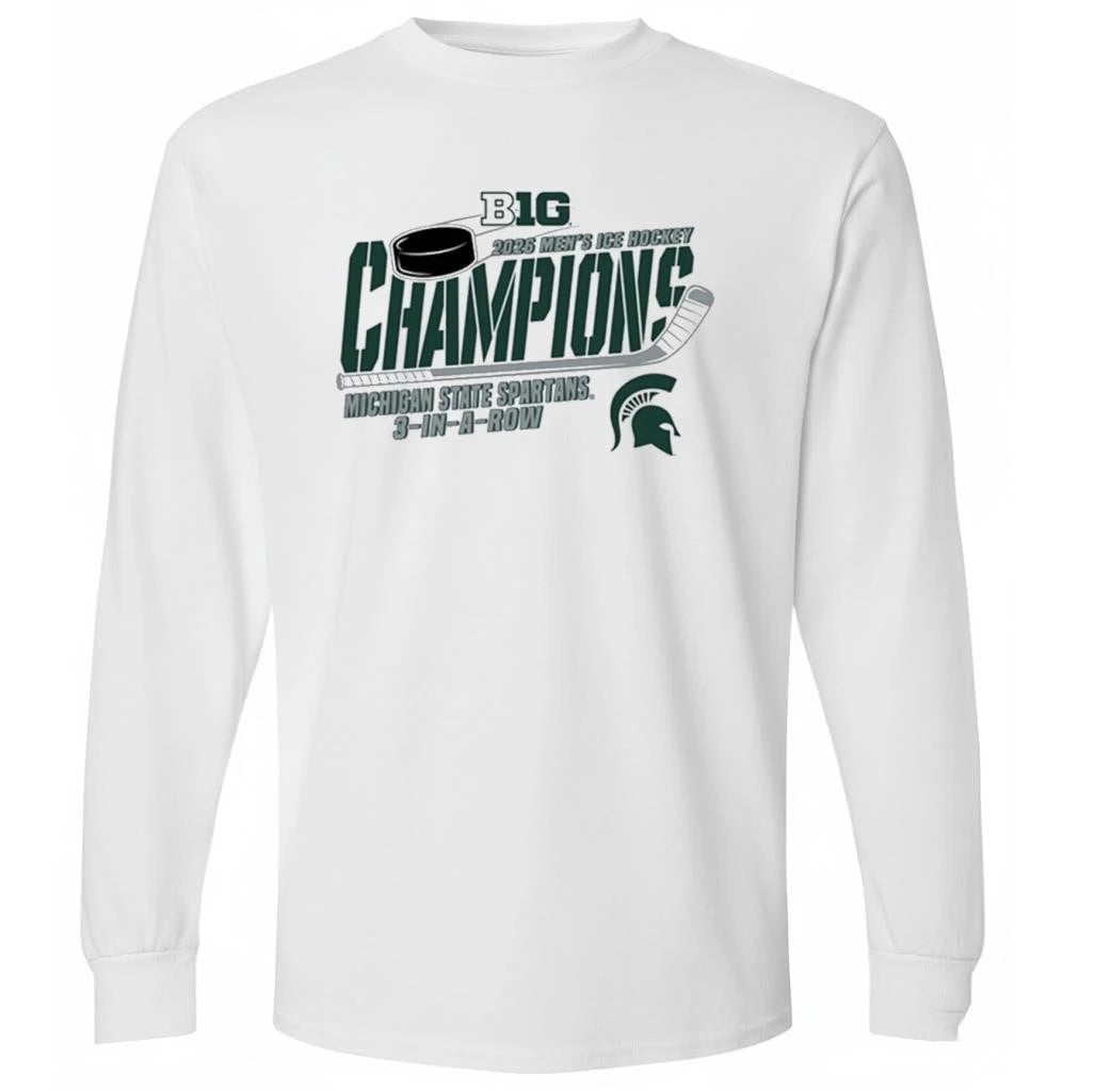 Michigan State Spartans 2026 Big Ten Hockey Champions 3 In A Row Shirt