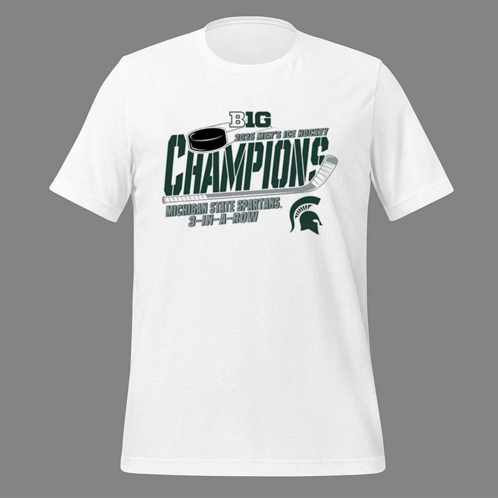Michigan State Spartans 2026 Big Ten Hockey Champions 3 In A Row Shirt