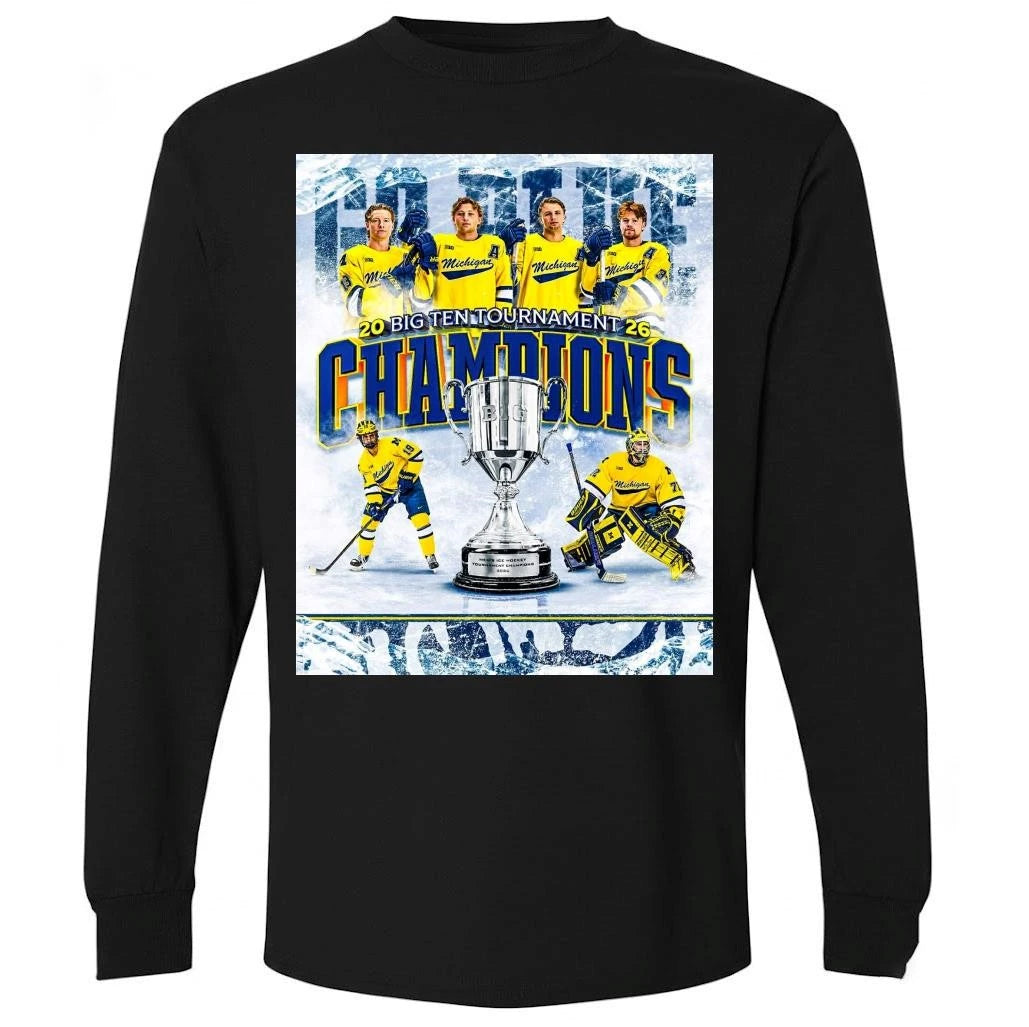 Michigan Wolverines Men’s Ice Hockey 2026 Big Ten Tournament Champions Shirt