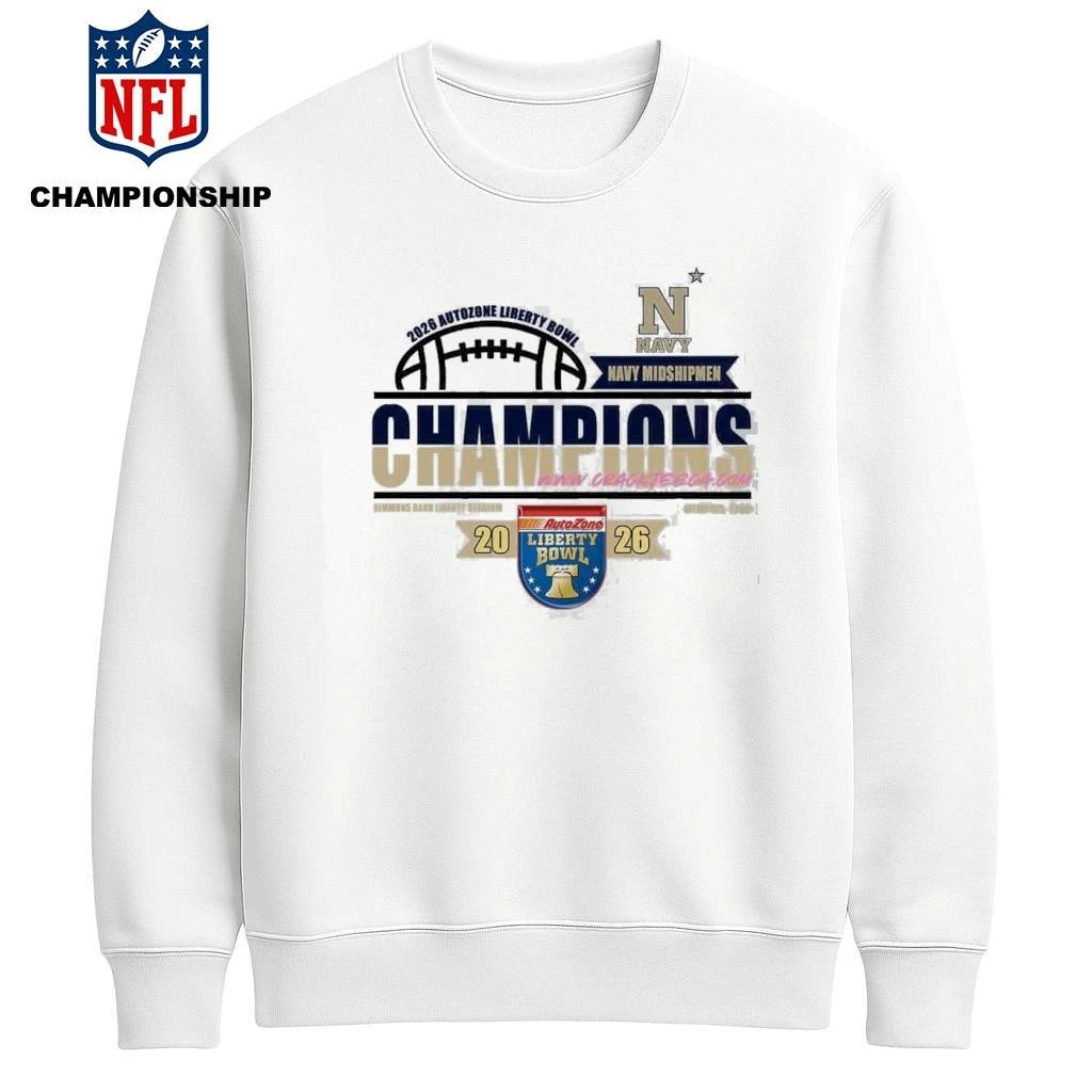 Navy Midshipmen 2026 AutoZone Liberty Bowl Champions Locker Room Bound Shirt