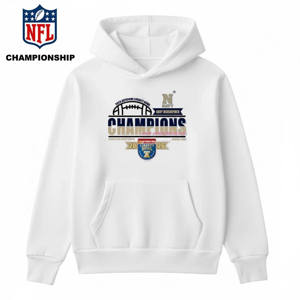 Navy Midshipmen 2026 AutoZone Liberty Bowl Champions Locker Room Bound Shirt