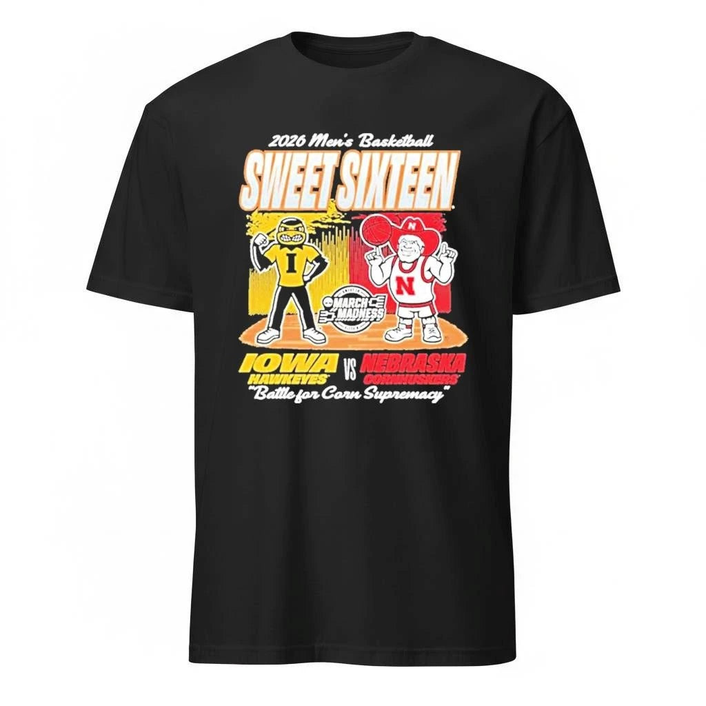 Nebraska Cornhuskers Vs Iowa Hawkeyes Mascot 2026 Ncaa Mens Basketball Sweet 16 Shirt