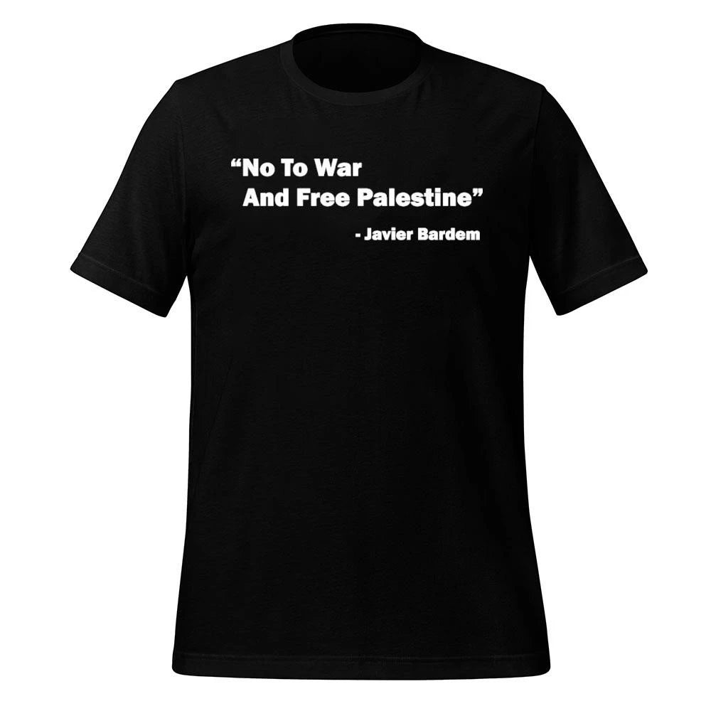 No To War And Free Palestine Javier Bardem Oscars 2026 Shirt