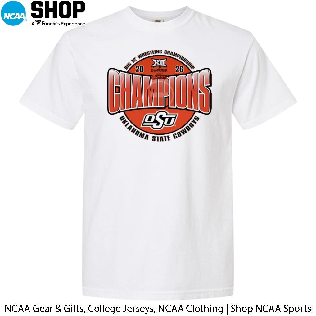 Oklahoma State Cowboys 2026 Big 12 Wrestling Champions T-Shirt