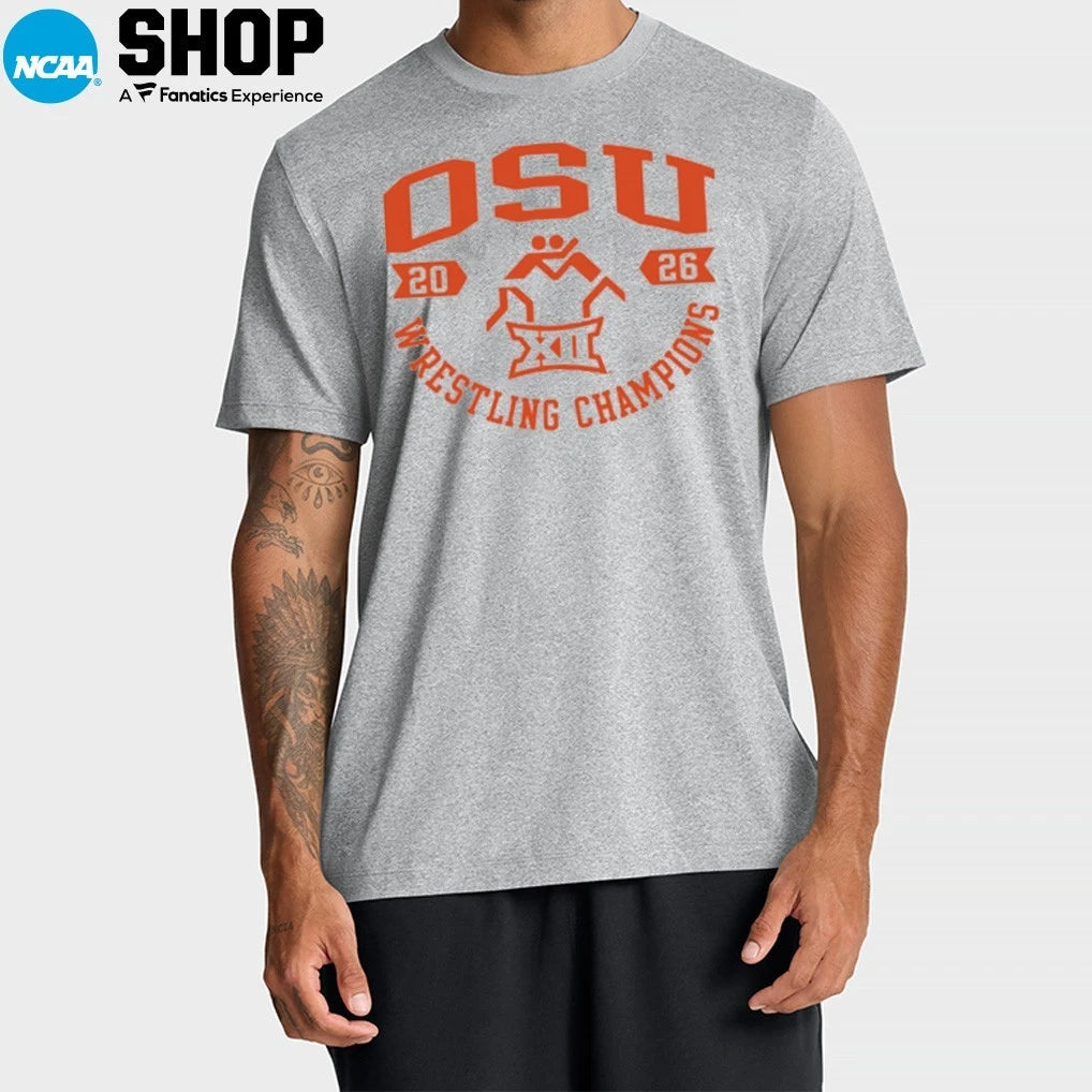 Oklahoma State Cowboys Big 12 2026 Wrestling Champions T-Shirt