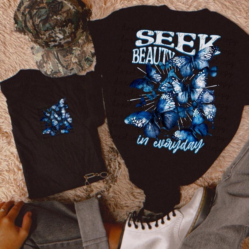 Seek Beauty w/ pocket DTF Transfers - THIS IS NOT A SHIRT Hoodie, Sweatshirt | HypeDripTees.com