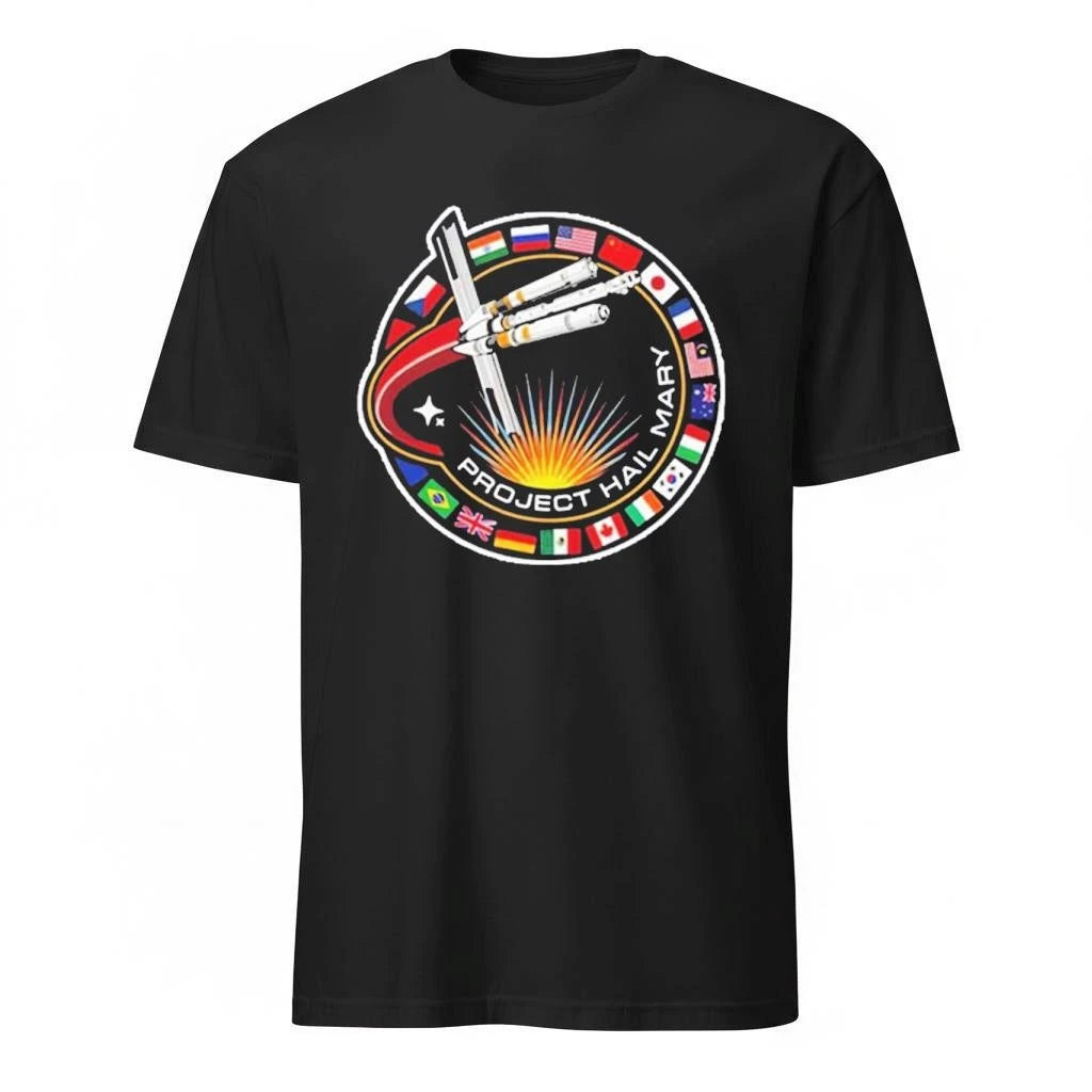 Project Hail Mary Spaceship With Nation Flags Mission Patch Shirt