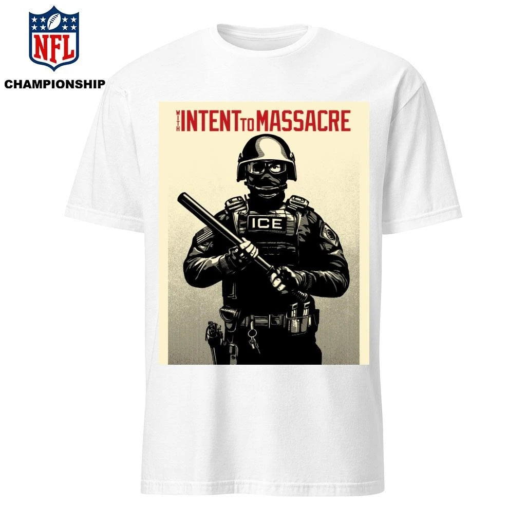 Projection Mirror With Intent to Massacre ICE Shirt