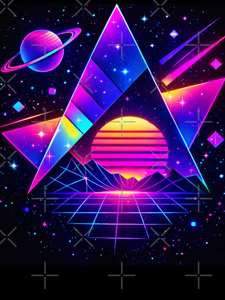 Neon Triangle Sunset Grid by IMOBILYARI VibeCore