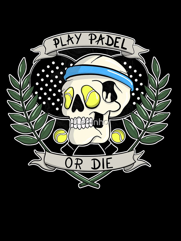 Play Padel Or Die cool padel skull balls as eyes by Cedinho