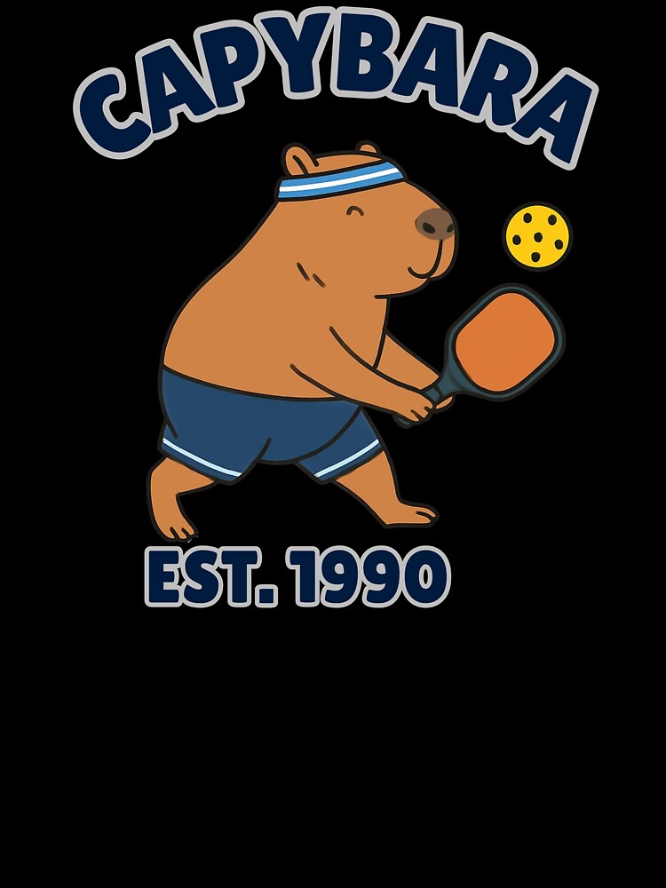 Funny Capybara Pickleball Player Retro Athletic Style - Est 1990 by "Positive Vibes & Daily Lifestyle"
