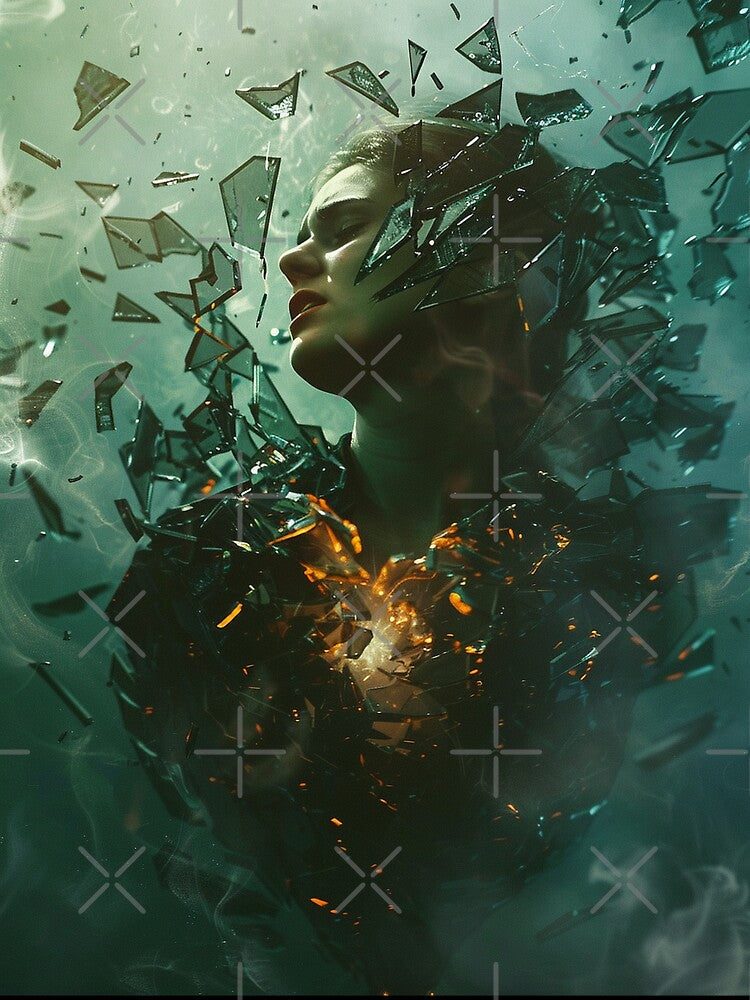 Shattered Heart Woman – Emotional Surreal Portrait by ArgentoArt