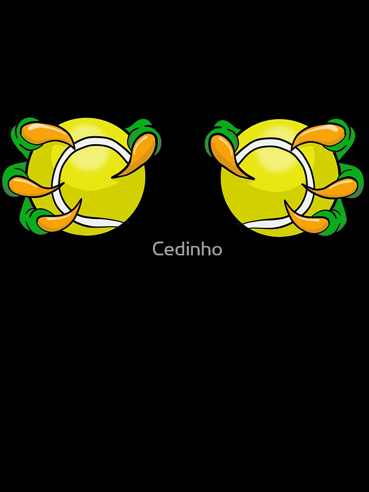 Two padel tennis balls on chest held by dino hands by Cedinho