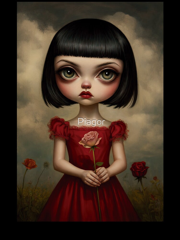 The Girl with the Quiet Rose. Pop Surrealism Art inspired by Mark Ryden. Lowbrow art.. by Piagor