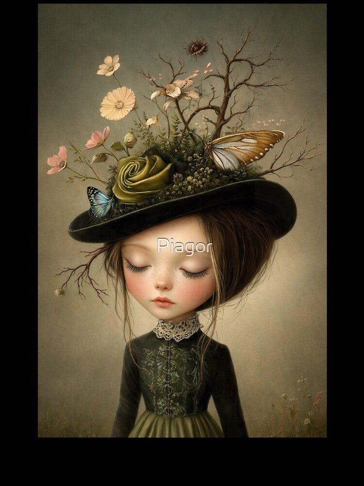 The Girl Who Carried a Garden. Pop Surrealism Portrait inspired by Mark Ryden. Lowbrow art.. by Piagor