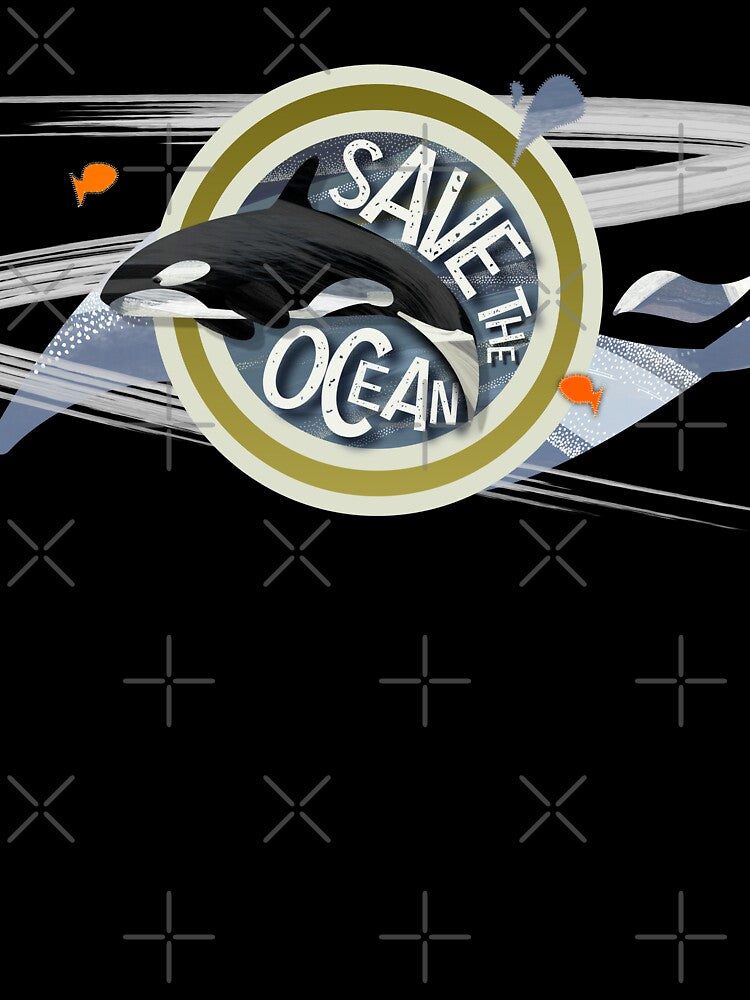 Save our Oceans - Striking orca whale save the seas range for wild open water swimmers - Caroline Laursen Original by Caroline Laursen