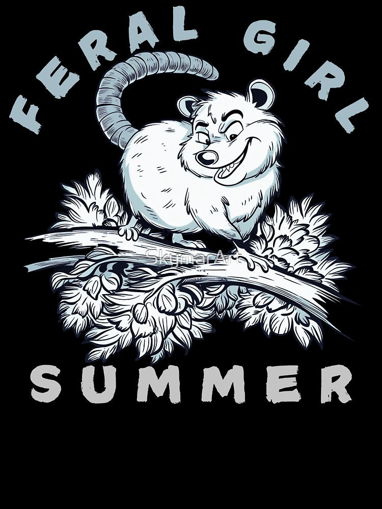 Feral Girl Summer Opossum Wild Summer Vibes by SkymarArt
