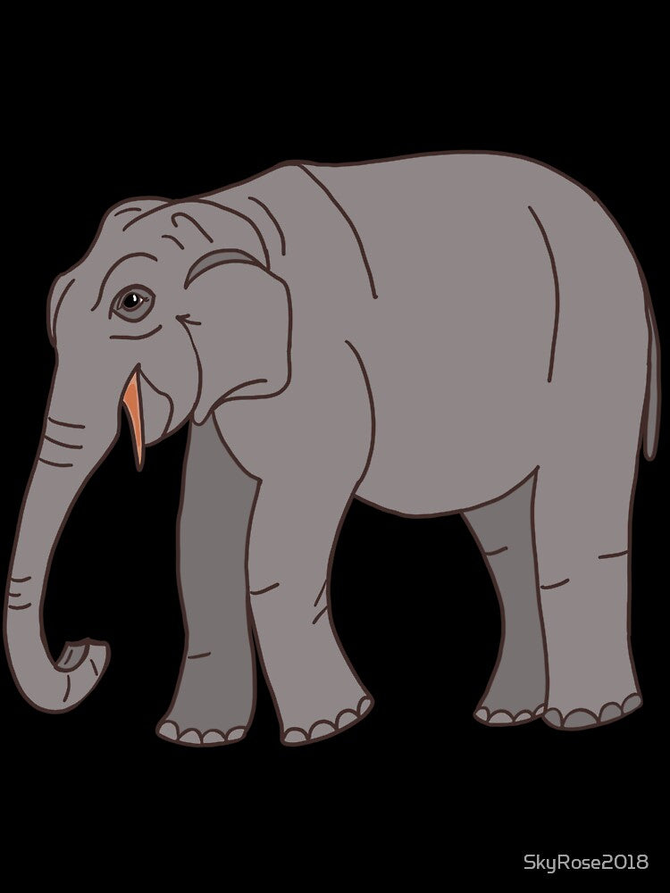 Sri Lankan Asian Elephant - Male - Cartoon by bellamousse design co