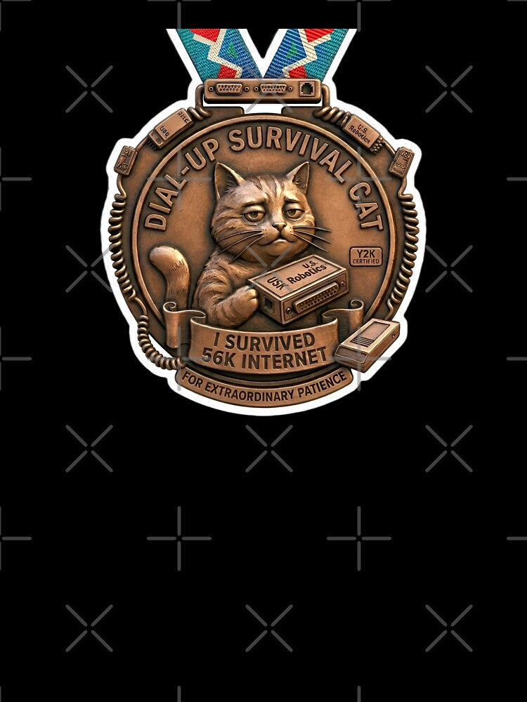 Dial-Up Survival Cat Metal Medal by Oommen Studio