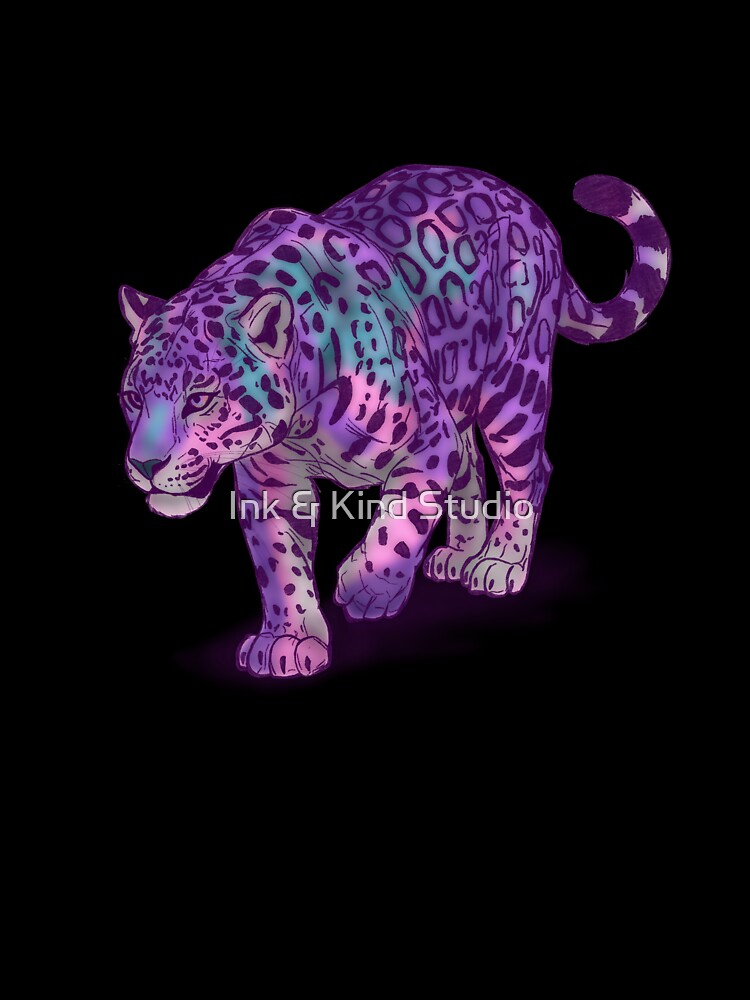 Purple Jaguar Art - Mystical Wildlife Illustration - Costa Rica Conservation Fundraiser Gift by Ink & Kind Studio