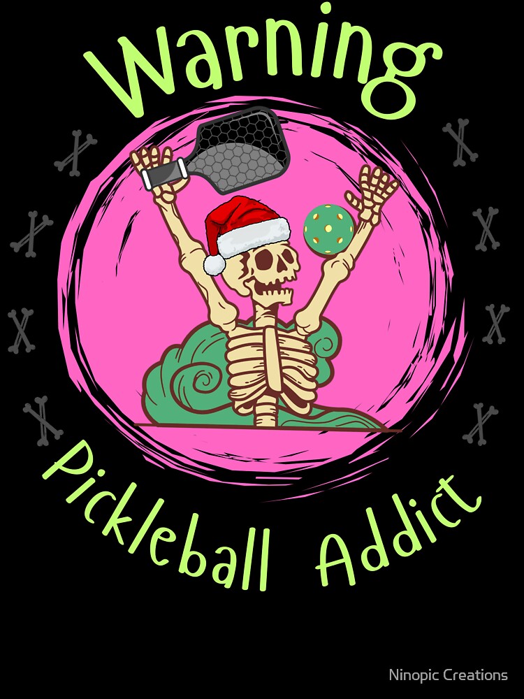 Funny Pickleball Addict Skeleton Christmas Design by Ninopic Creations
