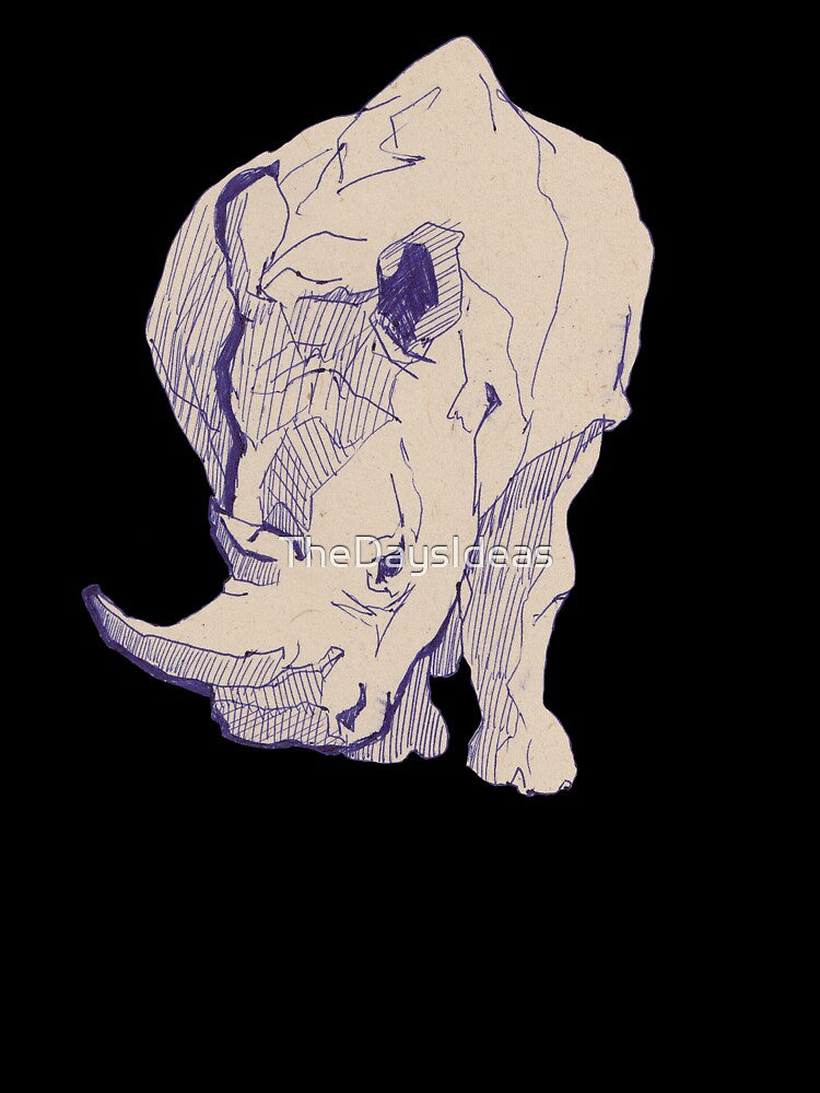 Pen Drawn Rhino on Red Background by TheDaysIdeas