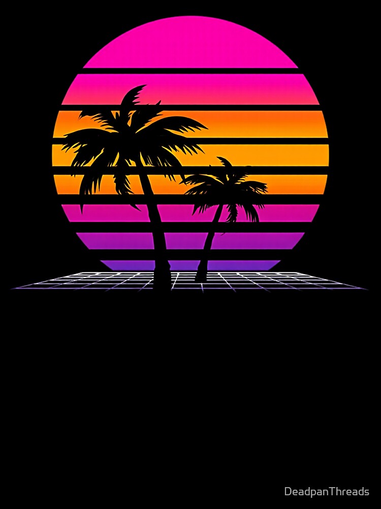 Vaporwave Palm Sunset Grid by DeadpanThreads