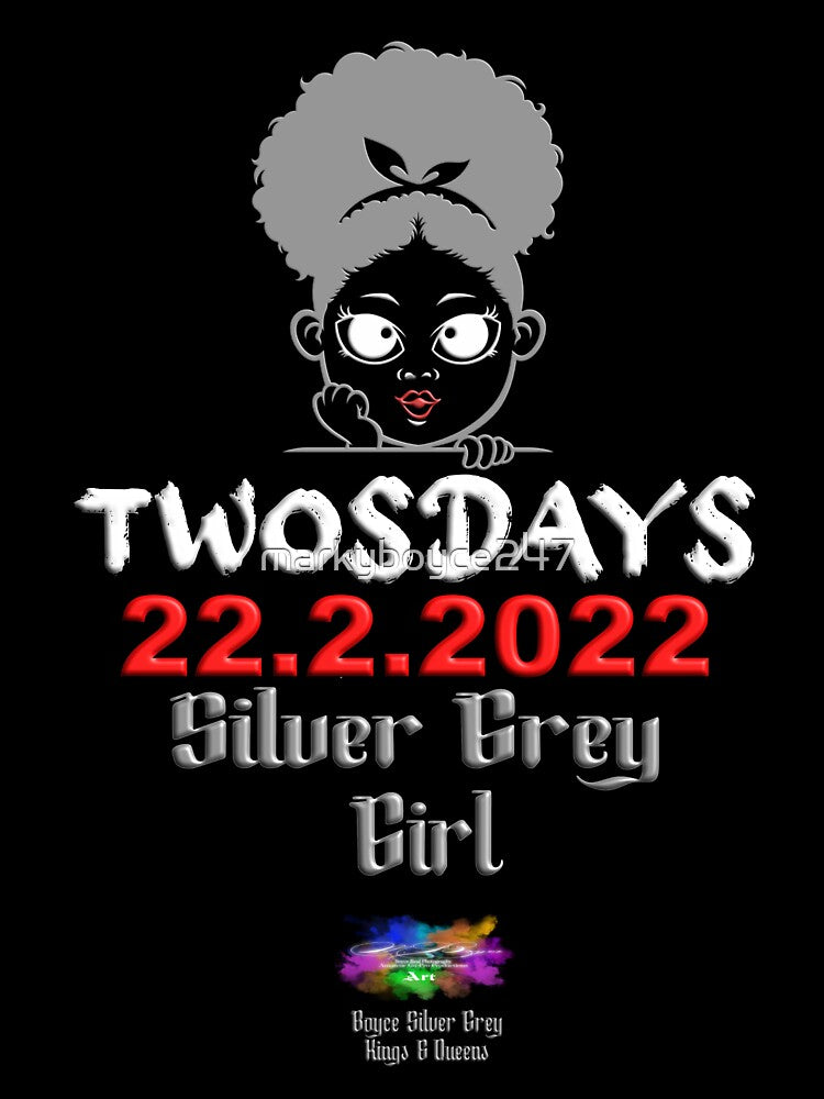 Happy Twosday one-time event Silver grey girl.(light logo on Dark top) by markyboyce247