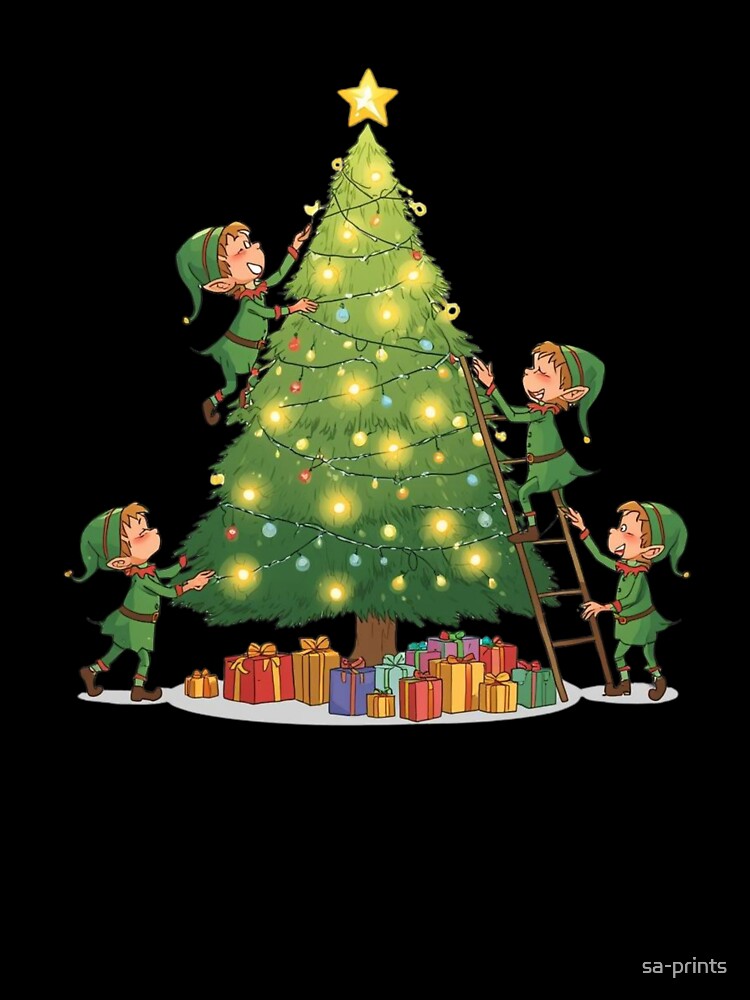 Busy Elves Decorating Christmas Tree by sa-prints