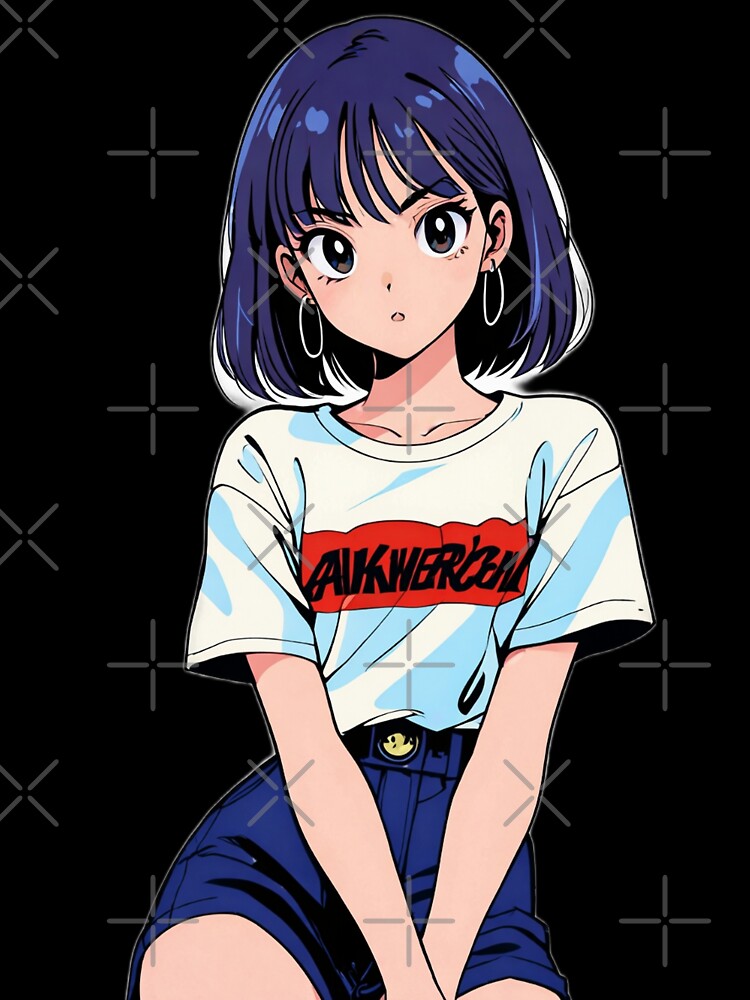 Retro 90s Anime Girl Minimal Aesthetic by ShadowsInk