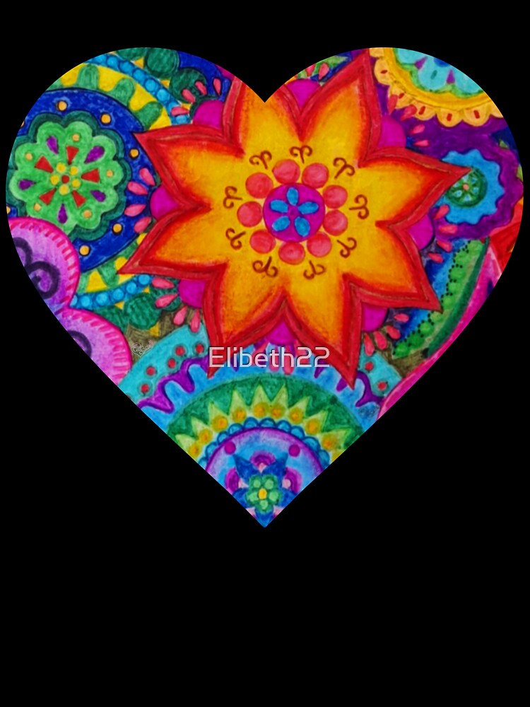 Colorful Heart of Vibrant Mandalas - Coquette Art and Handmade by Elibeth22