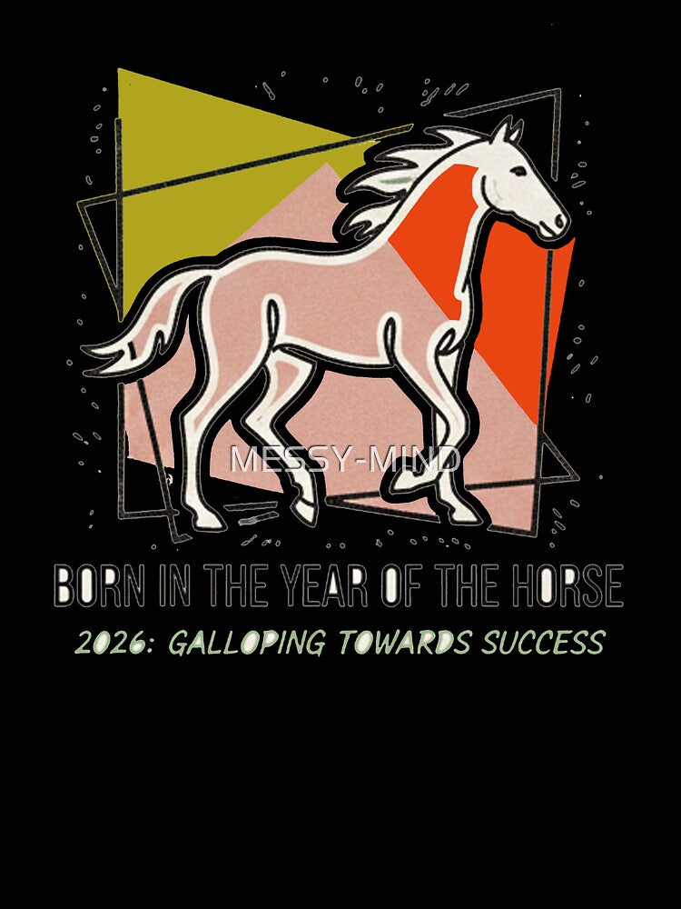 Born in the Year of the Horse 2026 - Minimalist Abstract Horse Art by MESSY-MIND