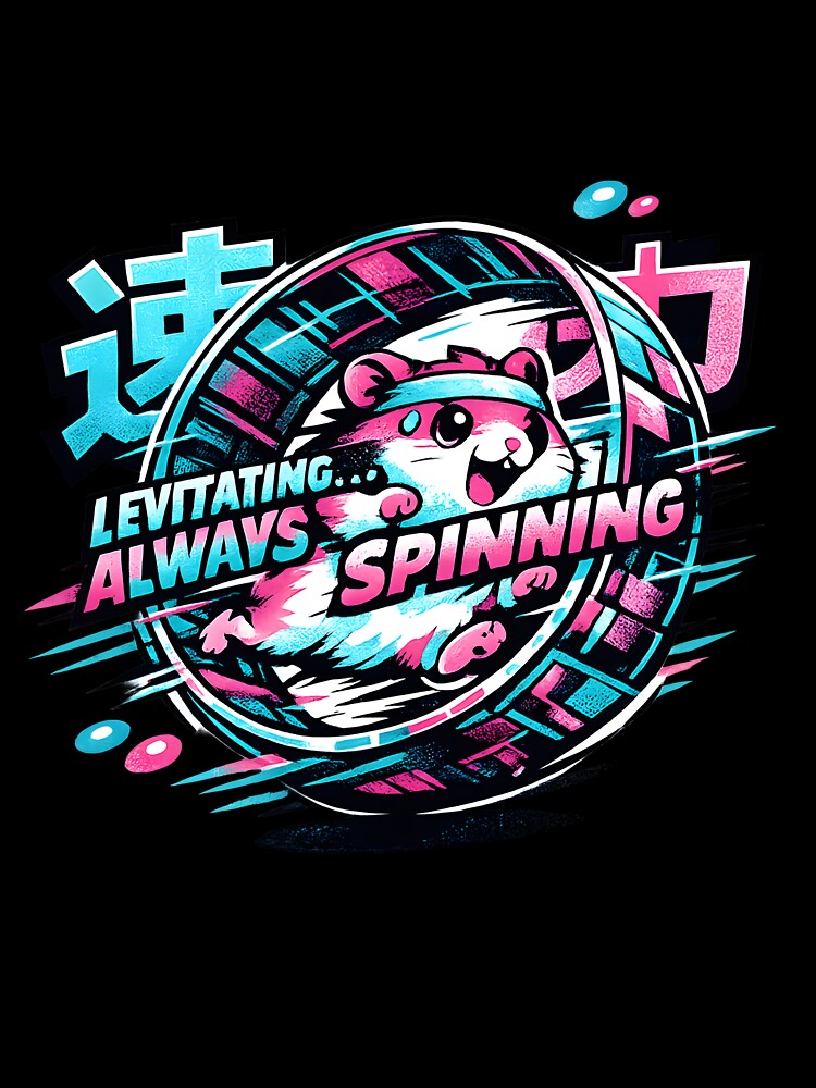 Levitating Hamster – Cute Weirdcore Spinning Pet Illustration by Rawecz Studio